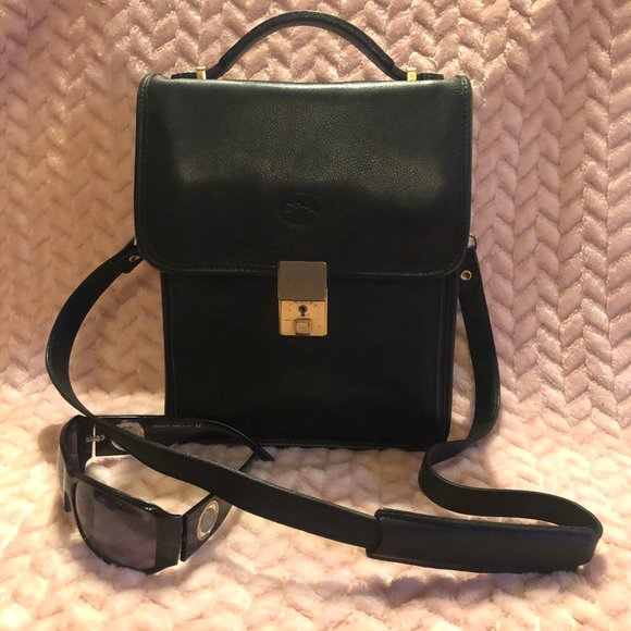 Longchamp Black Leather Shoulder Bag - Purse